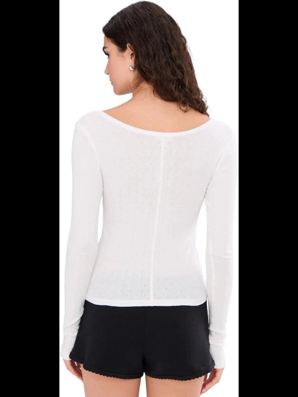 Free People End Game Pointelle Long Sleeve - Sugar Swizzle - Picture 6 of 8